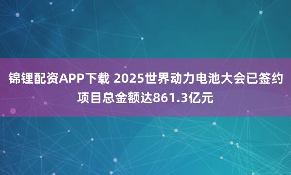 锦锂配资APP下载 2025世界动力电池大会已签约项目总金额达861.3亿元
